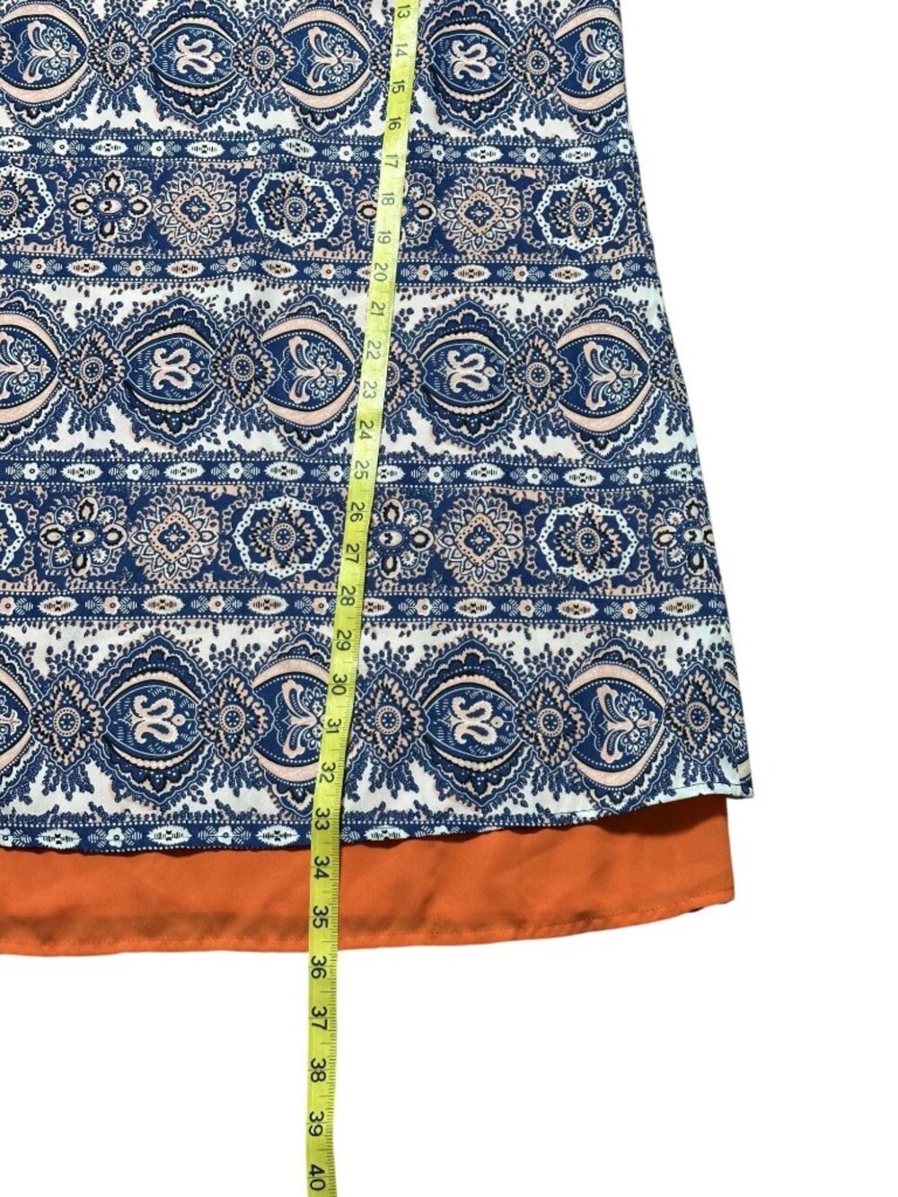 THML Women Medium Boho Paisley Tank Dress Blue Orange Sleeveless Swing Tunic - Picture 6 of 6